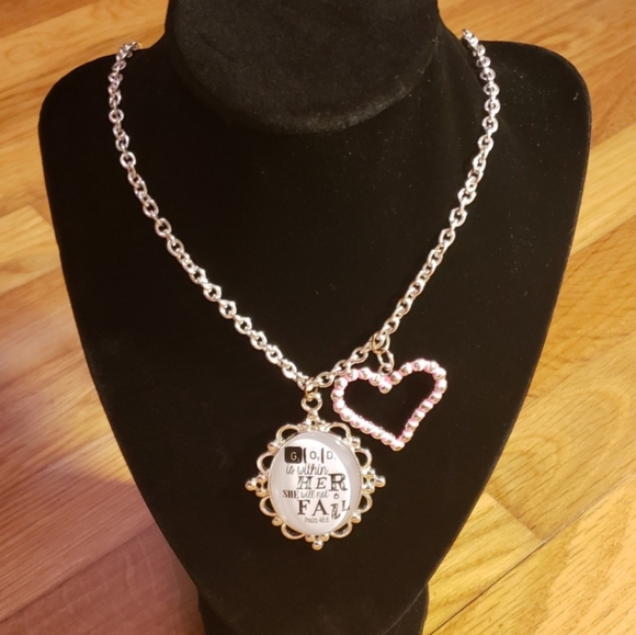 Plunder Retired Religious Saying Necklace with Earrings - Picture 2 of 8